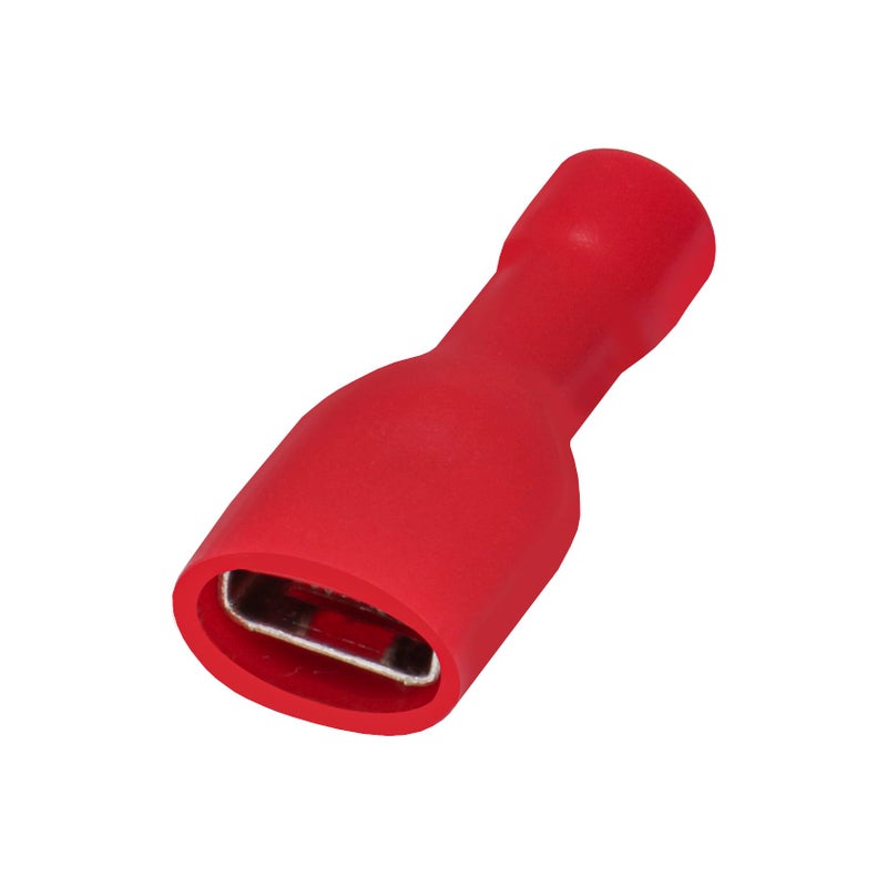 Heschen Female Quick Disconnects Vinyl Fully Insulated, FDFD1.25-250, 6.3 x 0.8 mm Cable Terminal, for 0.5-1.5mmÂ² (22-16 AWG), Red, 100Pack - Image 1